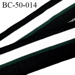 Bord-Côte 50 mm bord cote jersey maille synthétique couleur noir naturel et vert largeur 5 cm longueur 100 cm prix à la pièce