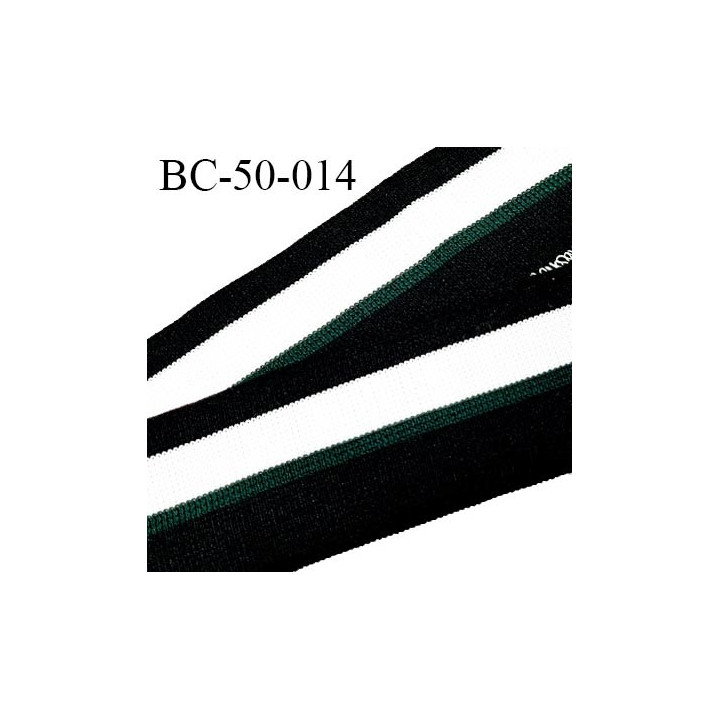 Bord-Côte 50 mm bord cote jersey maille synthétique couleur noir naturel et vert largeur 5 cm longueur 100 cm prix à la pièce