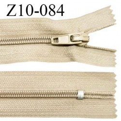 Fermeture zip 10 cm couleur beige non séparable largeur 2.5 cm glissière nylon largeur 4 mm longueur 10 cm prix à l'unité