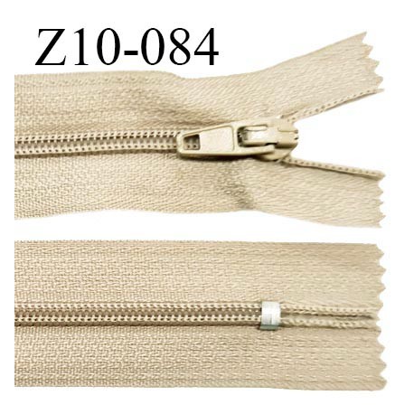 Fermeture zip 10 cm couleur beige non séparable largeur 2.5 cm glissière nylon largeur 4 mm longueur 10 cm prix à l'unité