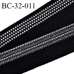 Bord-Côte 32 mm bord cote jersey maille synthétique couleur noir et argenté largeur 3.2 cm longueur 100 cm prix à la pièce