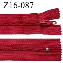 Fermeture zip 16 cm non séparable couleur rouge zip glissière nylon invisible prix à l'unité