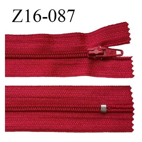 Fermeture zip 16 cm non séparable couleur rouge zip glissière nylon invisible prix à l'unité