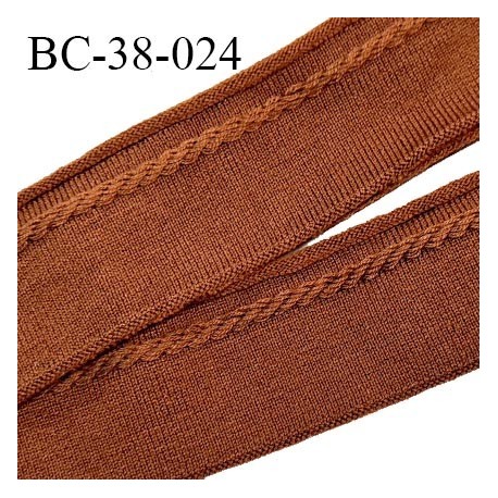 Bord-Côte 38 mm bord cote jersey maille synthétique couleur marron largeur 3.8 cm longueur 100 cm prix à la pièce