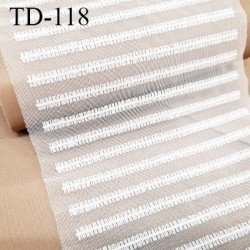 Dentelle 19 cm brodée tulle extensible très haut de gamme largeur 19 cm couleur blanc prix pour 10 cm