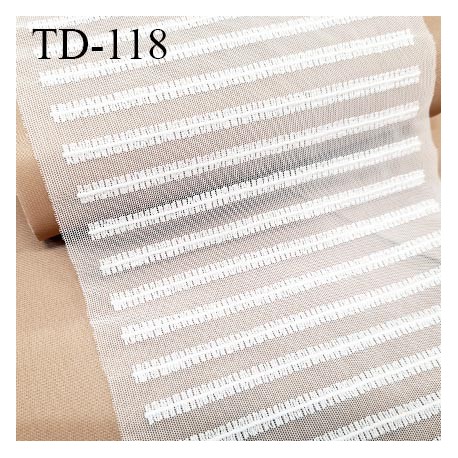 Dentelle 19 cm brodée tulle extensible très haut de gamme largeur 19 cm couleur blanc prix pour 10 cm