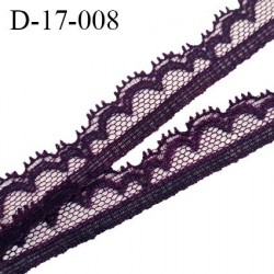 Dentelle élastique 17 mm haut de gamme couleur prune très doux au toucher prix au mètre