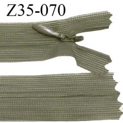 Fermeture zip 35 cm non séparable couleur vert kaki largeur 2.5 cm zip nylon invisible prix à l'unité