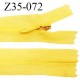 Fermeture zip 35 cm non séparable couleur jaune zip glissière nylon invisible prix à l'unité