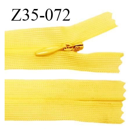 Fermeture zip 35 cm non séparable couleur jaune zip glissière nylon invisible prix à l'unité