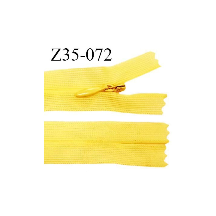 Fermeture zip 35 cm non séparable couleur jaune zip glissière nylon invisible prix à l'unité
