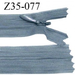 Fermeture zip 35 cm non séparable couleur bleu gris zip glissière nylon invisible prix à l'unité