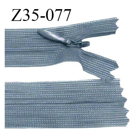 Fermeture zip 35 cm non séparable couleur bleu gris zip glissière nylon invisible prix à l'unité