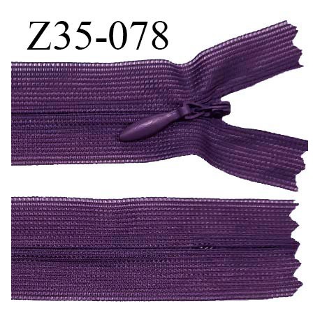 Fermeture zip 30 cm non séparable couleur violet largeur 2.5 cm zip nylon invisible longueur 30 cm largeur 5 mm prix à l'unité