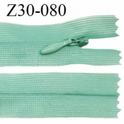 Fermeture zip 30 cm non séparable couleur vert opaline largeur 2.5 cm zip nylon invisible prix à l'unité