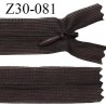 Fermeture zip 30 cm non séparable couleur café largeur 2.5 cm zip nylon invisible longueur 30 cm largeur 5 mm prix à l'unité