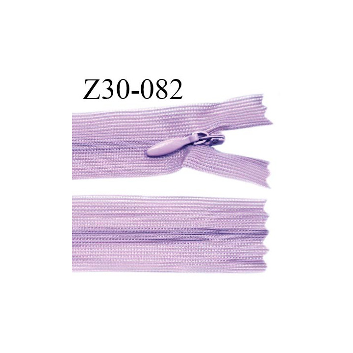 Fermeture zip 30 cm non séparable couleur parme largeur 2.5 cm zip nylon invisible prix à l'unité