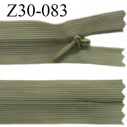 Fermeture zip 30 cm non séparable couleur kaki largeur 2.5 cm zip nylon invisible longueur 30 cm largeur 5 mm prix à l'unité