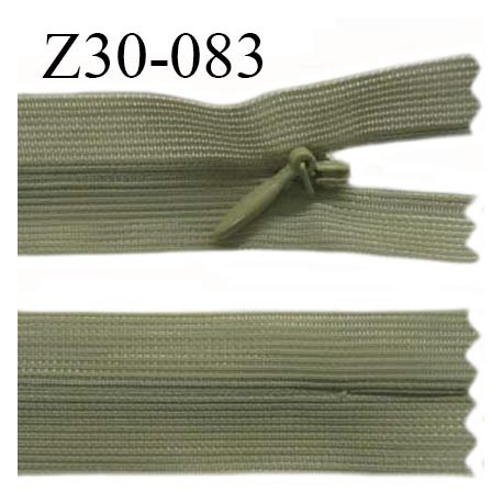 Fermeture zip 30 cm non séparable couleur kaki largeur 2.5 cm zip nylon invisible longueur 30 cm largeur 5 mm prix à l'unité