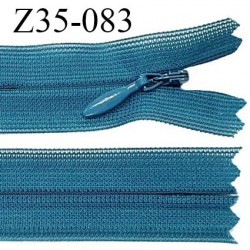 Fermeture zip 35 cm non séparable couleur bleu canard zip glissière nylon invisible prix à l'unité