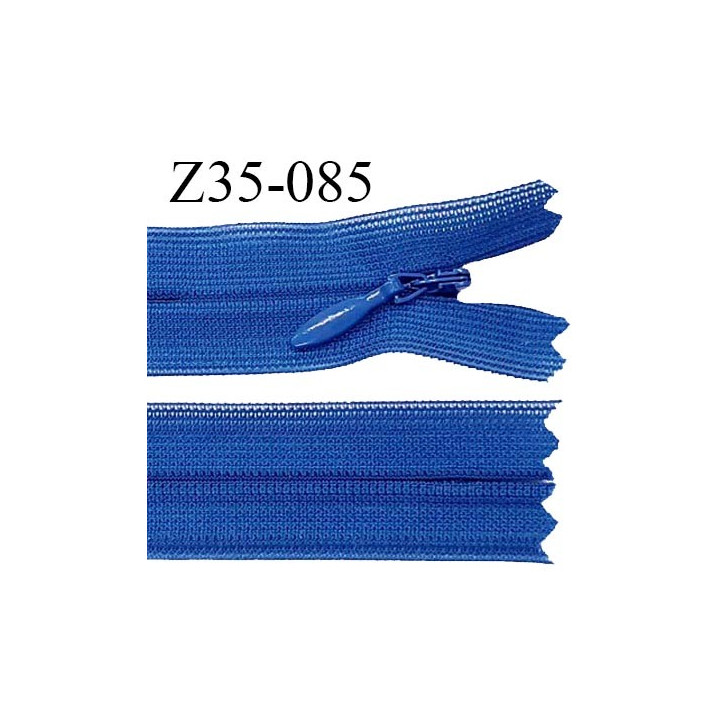 Fermeture zip 35 cm non séparable couleur bleu électrique zip glissière nylon invisible prix à l'unité