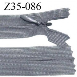 Fermeture zip 35 cm non séparable couleur gris zip glissière nylon invisible prix à l'unité