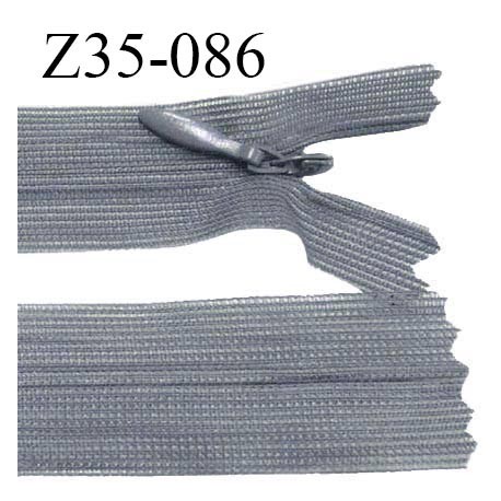 Fermeture zip 35 cm non séparable couleur gris zip glissière nylon invisible prix à l'unité