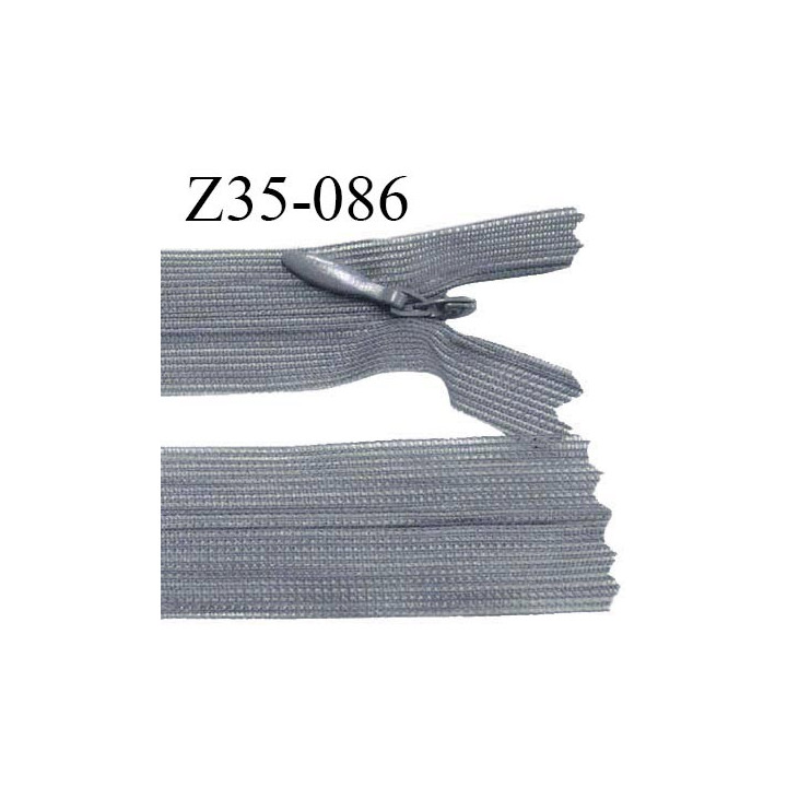 Fermeture zip 35 cm non séparable couleur gris zip glissière nylon invisible prix à l'unité