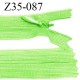 Fermeture zip 35 cm non séparable couleur vert pomme zip glissière nylon invisible prix à l'unité