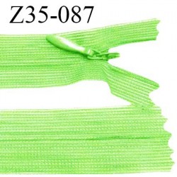 Fermeture zip 35 cm non séparable couleur vert pomme zip glissière nylon invisible prix à l'unité