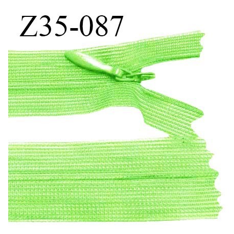 Fermeture zip 35 cm non séparable couleur vert pomme zip glissière nylon invisible prix à l'unité