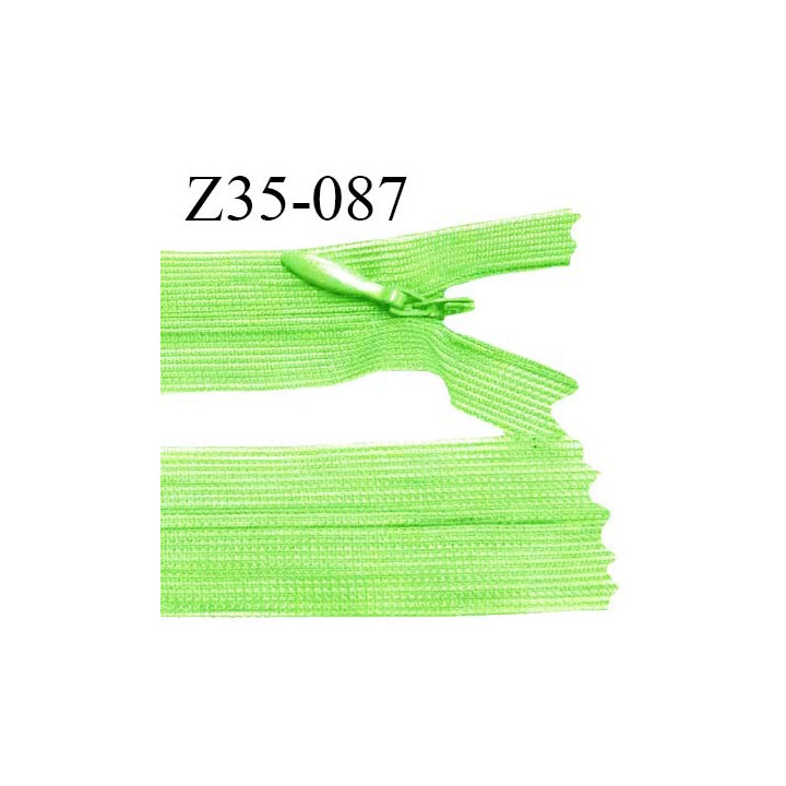 Fermeture zip 35 cm non séparable couleur vert pomme zip glissière nylon invisible prix à l'unité