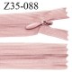 Fermeture zip 35 cm non séparable couleur beige rosé zip glissière nylon invisible prix à l'unité