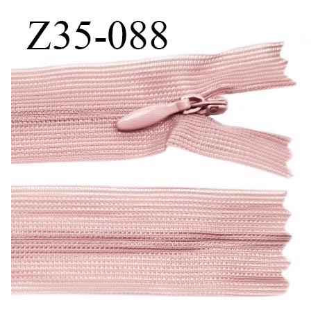 Fermeture zip 35 cm non séparable couleur beige rosé zip glissière nylon invisible prix à l'unité
