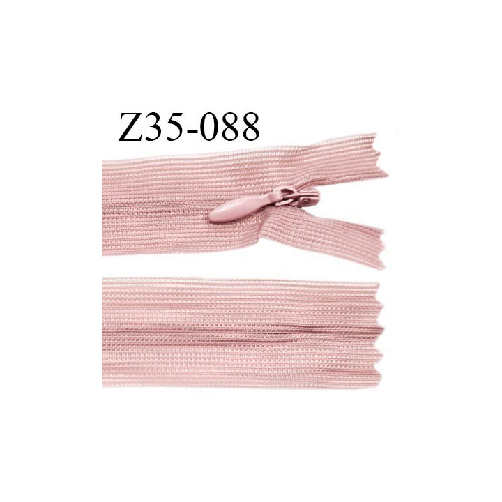 Fermeture zip 35 cm non séparable couleur beige rosé zip glissière nylon invisible prix à l'unité