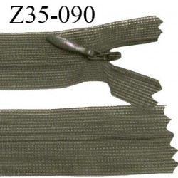 Fermeture zip 35 cm non séparable couleur kaki zip glissière nylon invisible prix à l'unité
