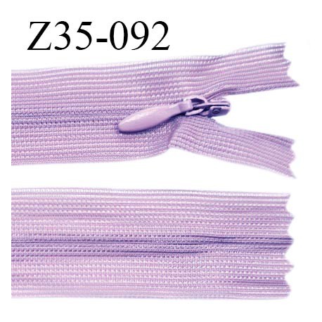 Fermeture zip 35 cm non séparable couleur parme zip glissière nylon invisible prix à l'unité