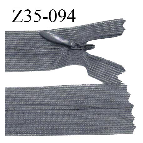 Fermeture zip 35 cm non séparable couleur gris souris zip glissière nylon invisible prix à l'unité