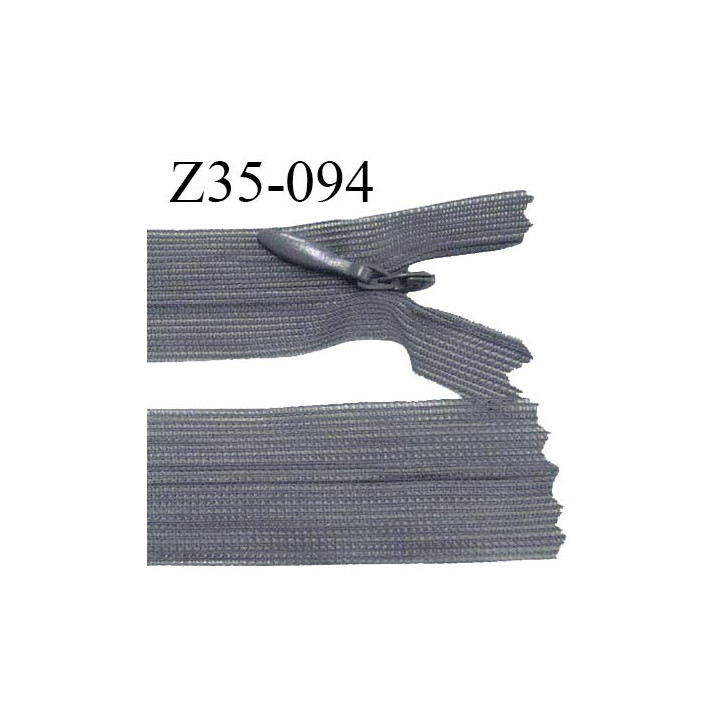 Fermeture zip 35 cm non séparable couleur gris souris zip glissière nylon invisible prix à l'unité