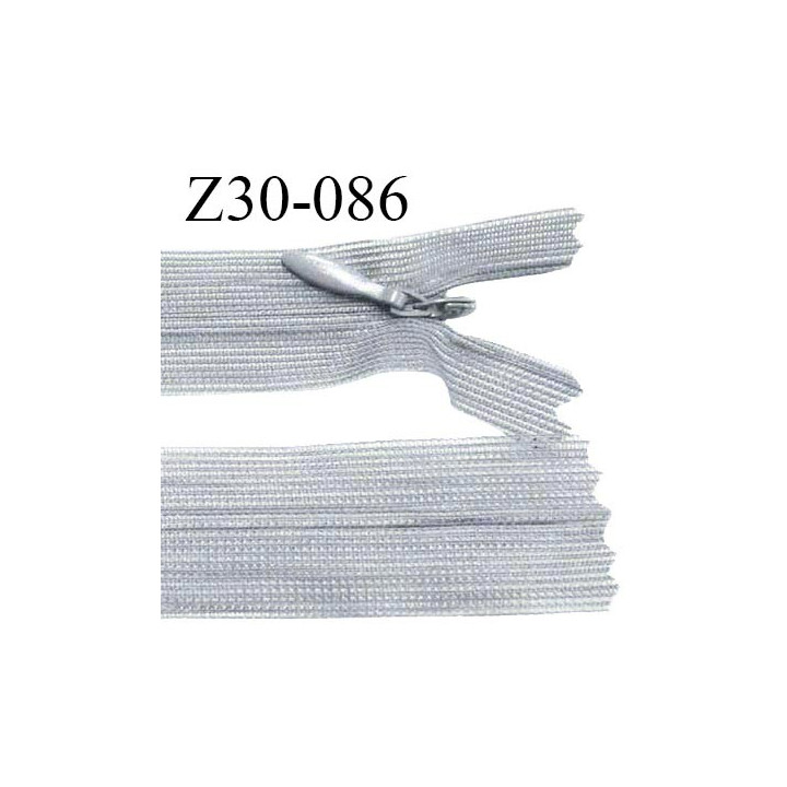Fermeture zip 30 cm non séparable couleur gris clair largeur 2.5 cm zip nylon invisible prix à l'unité