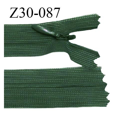 Fermeture zip 30 cm non séparable couleur vert bouteille largeur 2.5 cm zip nylon invisible prix à l'unité