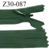 Fermeture zip 30 cm non séparable couleur vert bouteille largeur 2.5 cm zip nylon invisible prix à l'unité