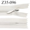 Fermeture zip 35 cm non séparable couleur gris clair zip glissière nylon invisible prix à l'unité