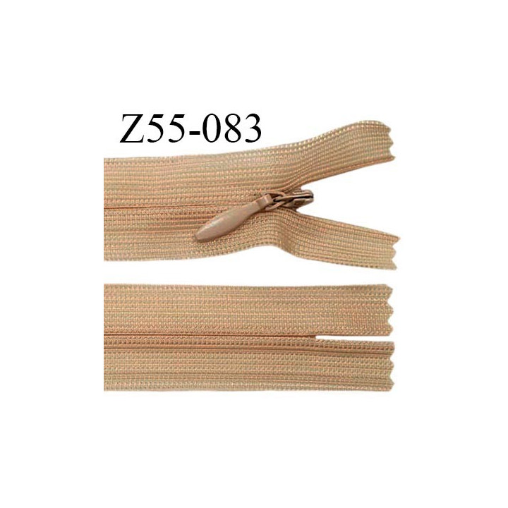 Fermeture zip 55 cm non séparable couleur caramel zip glissière nylon invisible prix à l'unité