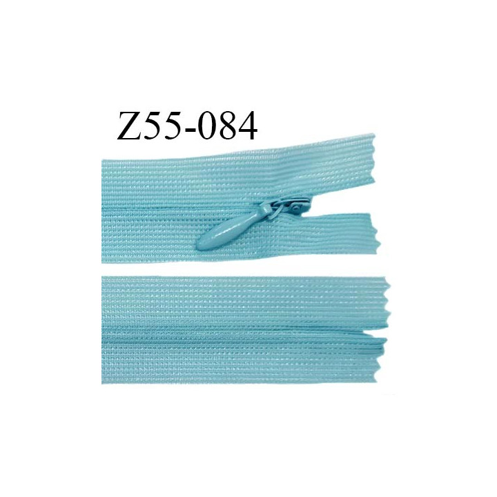 Fermeture zip 55 cm non séparable couleur bleu zip glissière nylon invisible prix à l'unité
