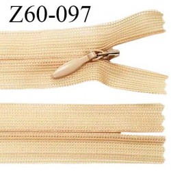 Fermeture zip 60 cm couleur beige rosé non séparable invisible avec glissière nylon prix à l'unité
