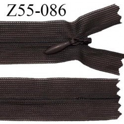 Fermeture zip 55 cm non séparable couleur café zip glissière nylon invisible prix à l'unité