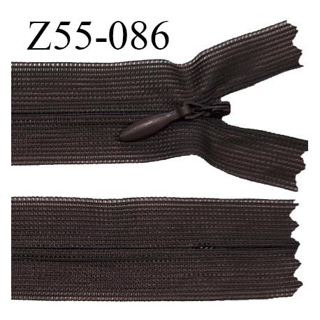 Fermeture zip 55 cm non séparable couleur café zip glissière nylon invisible prix à l'unité