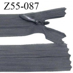 Fermeture zip 55 cm non séparable couleur gris foncé zip glissière nylon invisible prix à l'unité