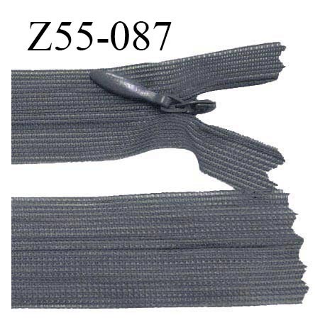 Fermeture zip 55 cm non séparable couleur gris foncé zip glissière nylon invisible prix à l'unité